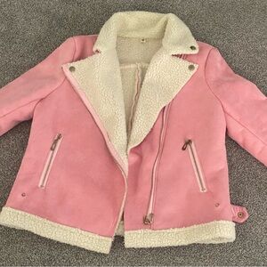 SHEIN Pink Fleece-Lined Kids Jacket